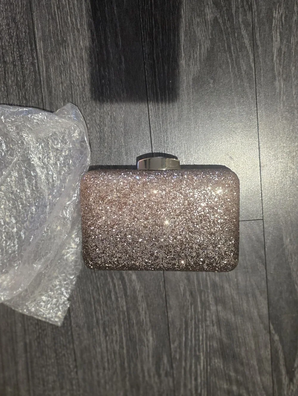 Nordstrom Glitter Ombre Rose GOLD Sparkle Clutch With Gold Strap